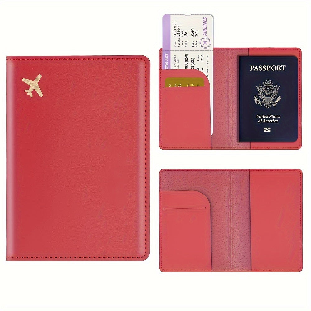 Minimalist Faux Leather Passport Cover with Custom Name - RFID Blocking, Water-Resistant Travel Wallet Card Holder for Men and Women, Lightweight Unlined Passport Pouch for Vacation