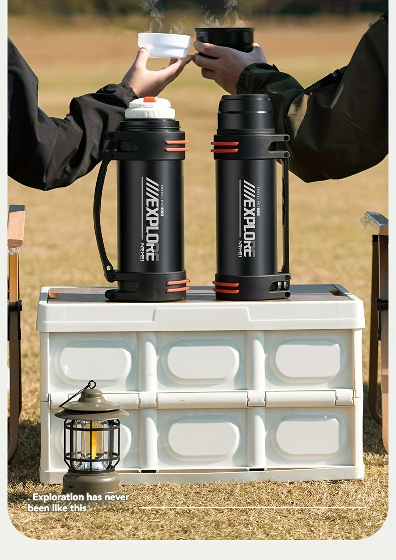NRMEI Large Stainless Steel Insulated Water Bottle - 1L/2L/3L Capacity, Portable & Durable for Outdoor Activities, Travel, and Construction Sites