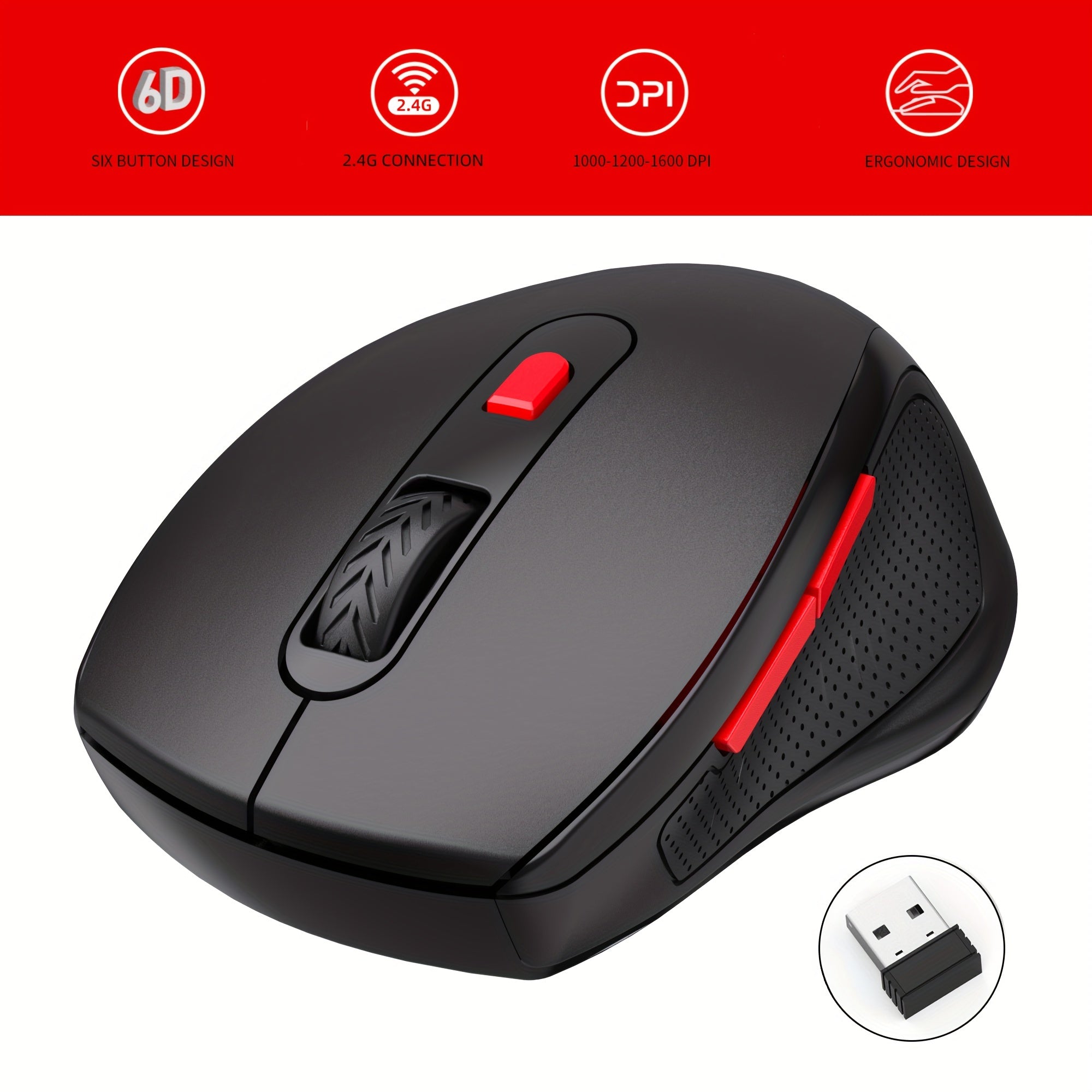 HXSJ - T67 Office Wireless Mouse, 2.4 G Wireless Connection For Birthday/friend Gift