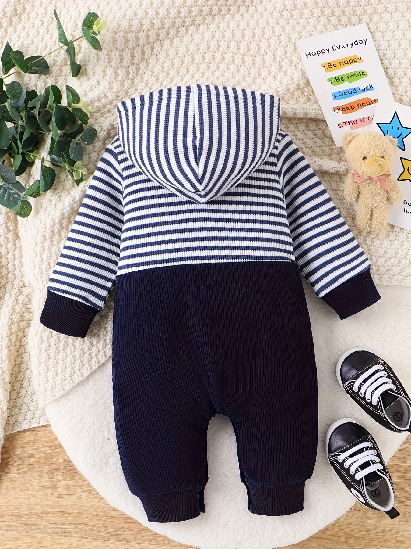 Body con capucha y estampado de dibujos animados de manga larga para bebés de 0 a 18 meses para invierno/otoño