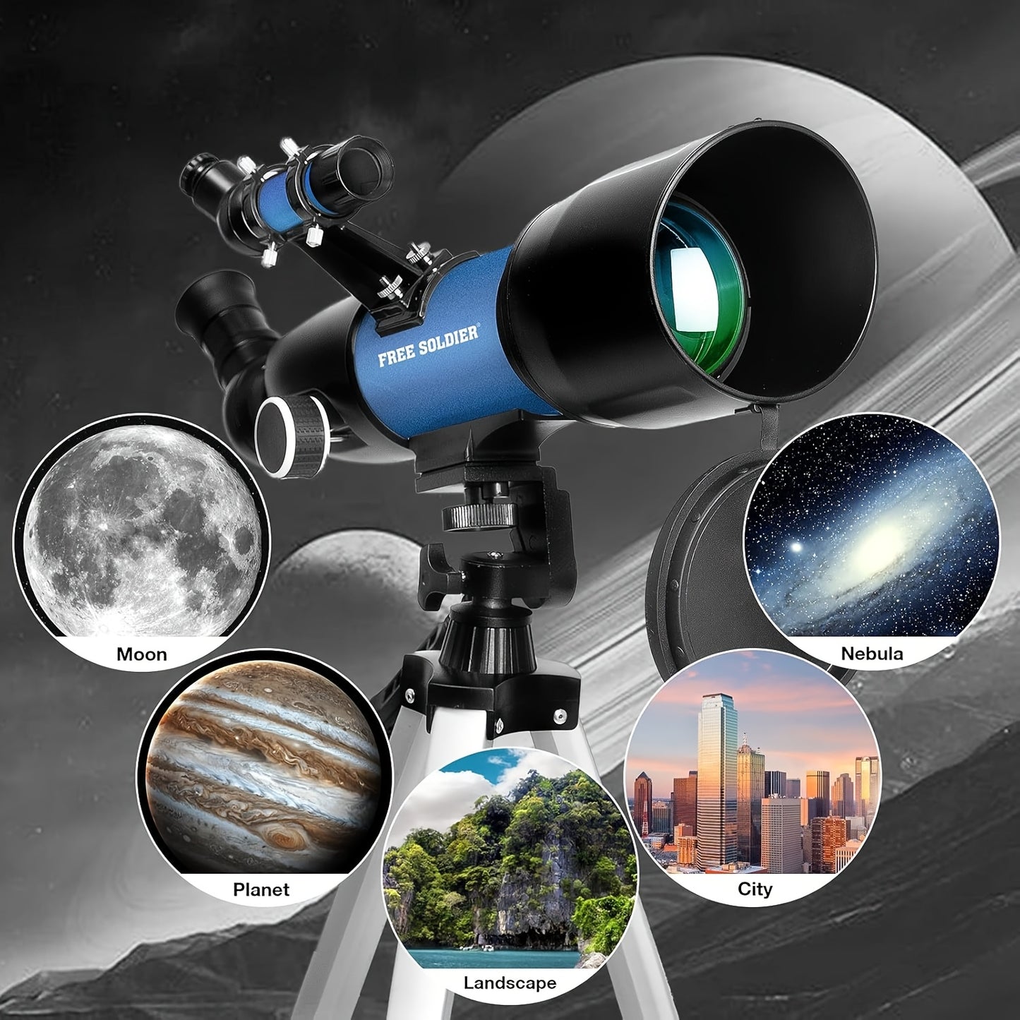 Professional Astronomy Telescope for Children Beginners and Adults Fully Mult-Coated High Powered Refracting 70 mm Telescope with Adjustable Tripod Smartphone Adapter and Moon Filter, And Bag.Best choice as gifts for Thanksgi