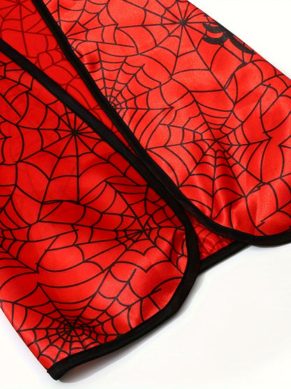 Capa de telaraña para niño con máscara de Halloween y muñequeras, conjunto de disfraz de héroe vibrante, ideal para los amantes de las fiestas, estilo festivo.