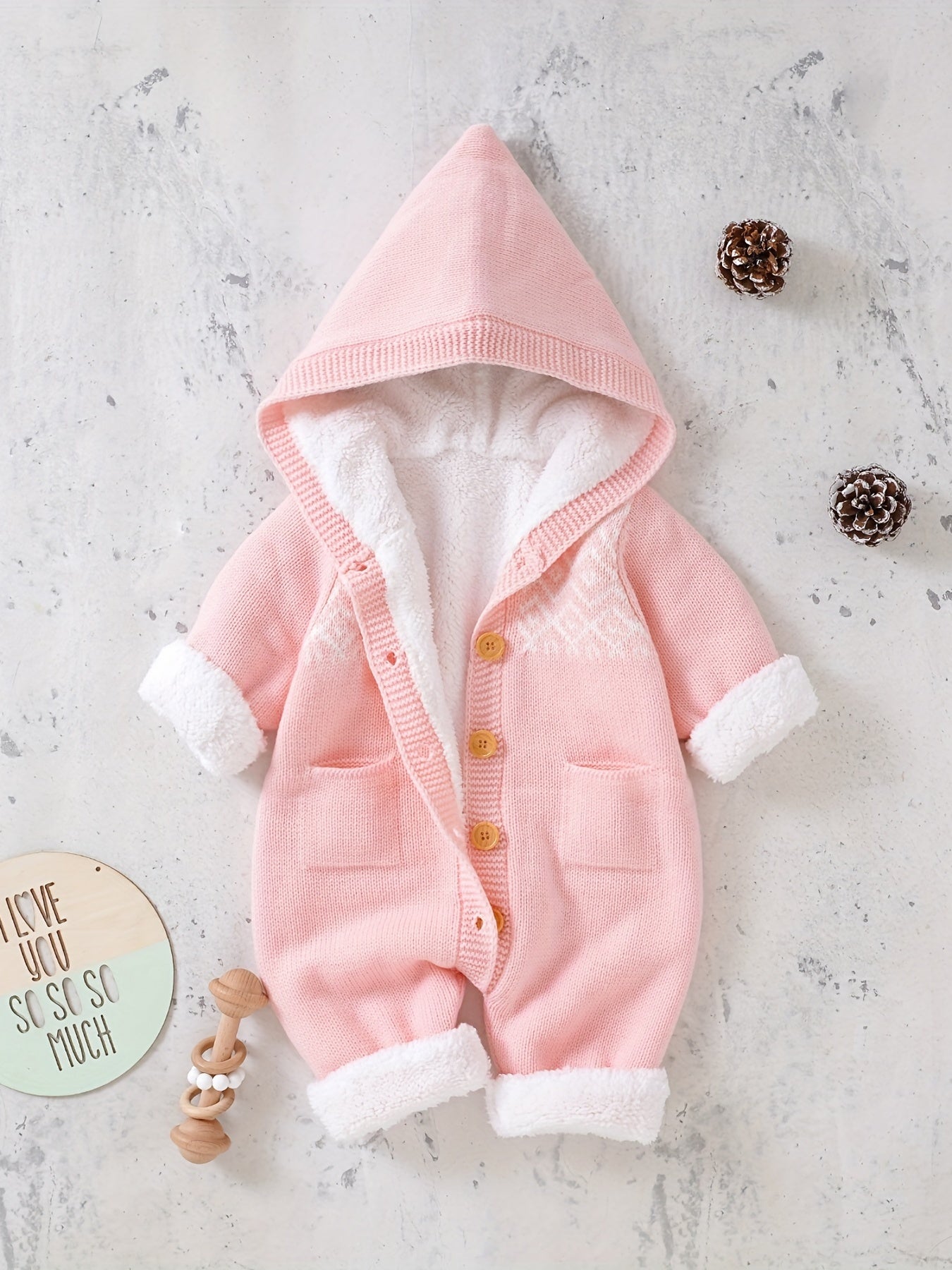 Mono de punto para recién nacidos, niños y niñas, con pantalones y capucha de manga larga
