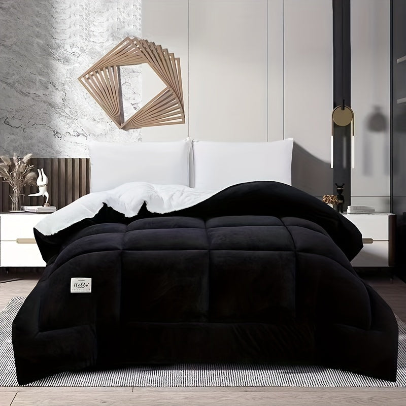 Reversible Plaid Comforter - Contemporary All-Season Quilted Duvet Insert with Box Stitch, Ultra Soft Milk Velvet Fabric, Medium Weight Polyester Fill, Machine Washable, Multipurpose - Available in 9 Sizes, Christmas Present