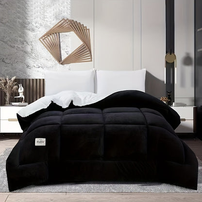 Reversible Plaid Comforter - Contemporary All-Season Quilted Duvet Insert with Box Stitch, Ultra Soft Milk Velvet Fabric, Medium Weight Polyester Fill, Machine Washable, Multipurpose - Available in 9 Sizes, Christmas Present