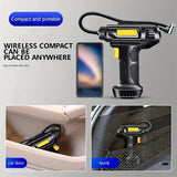 Ultra-Fast 120W Portable Air Compressor & Tire Inflator - Cordless, USB Rechargeable with Digital Pressure Gauge & Light, Ideal for Cars, Motorcycles, Bicycles & Balls