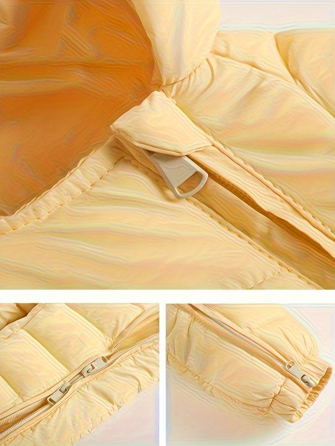 Mono acolchado de invierno para bebé, abrigo informal con capucha y pompón, mono cálido con cremallera frontal, ropa de exterior para bebés y niños pequeños.