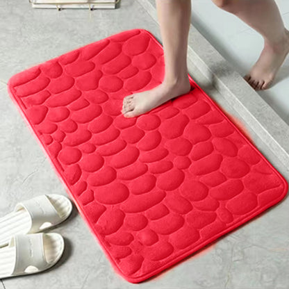 1pc Soft and Comfortable Memory Foam Bath Rug with Cobblestone Embossment - Rapid Water Absorbent and Washable - Non-Slip - Perfect for Shower Room and Bathroom Accessories, Bathroom decorations, kitchen Area Rugs, bedrooom,
