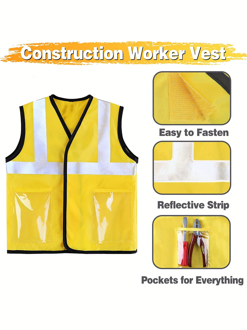 Construction Worker Costumes For Boys, Engineering Dress Up Clothes, Kid Builder Career Outfit, Role Play Toy Set, Halloween Birthday Gift