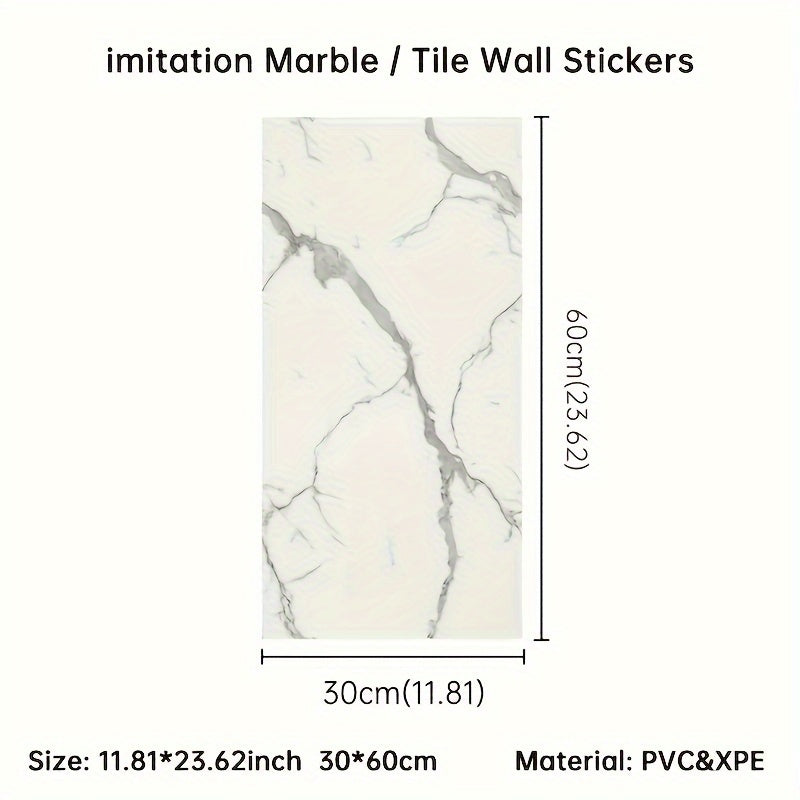 Paquete de 16 pegatinas de vinilo para pared con diseño de mármol contemporáneo, autoadhesivas y brillantes, resistentes al agua y al aceite, ideales para decorar salas de estar, dormitorios, cocinas, baños y salones.