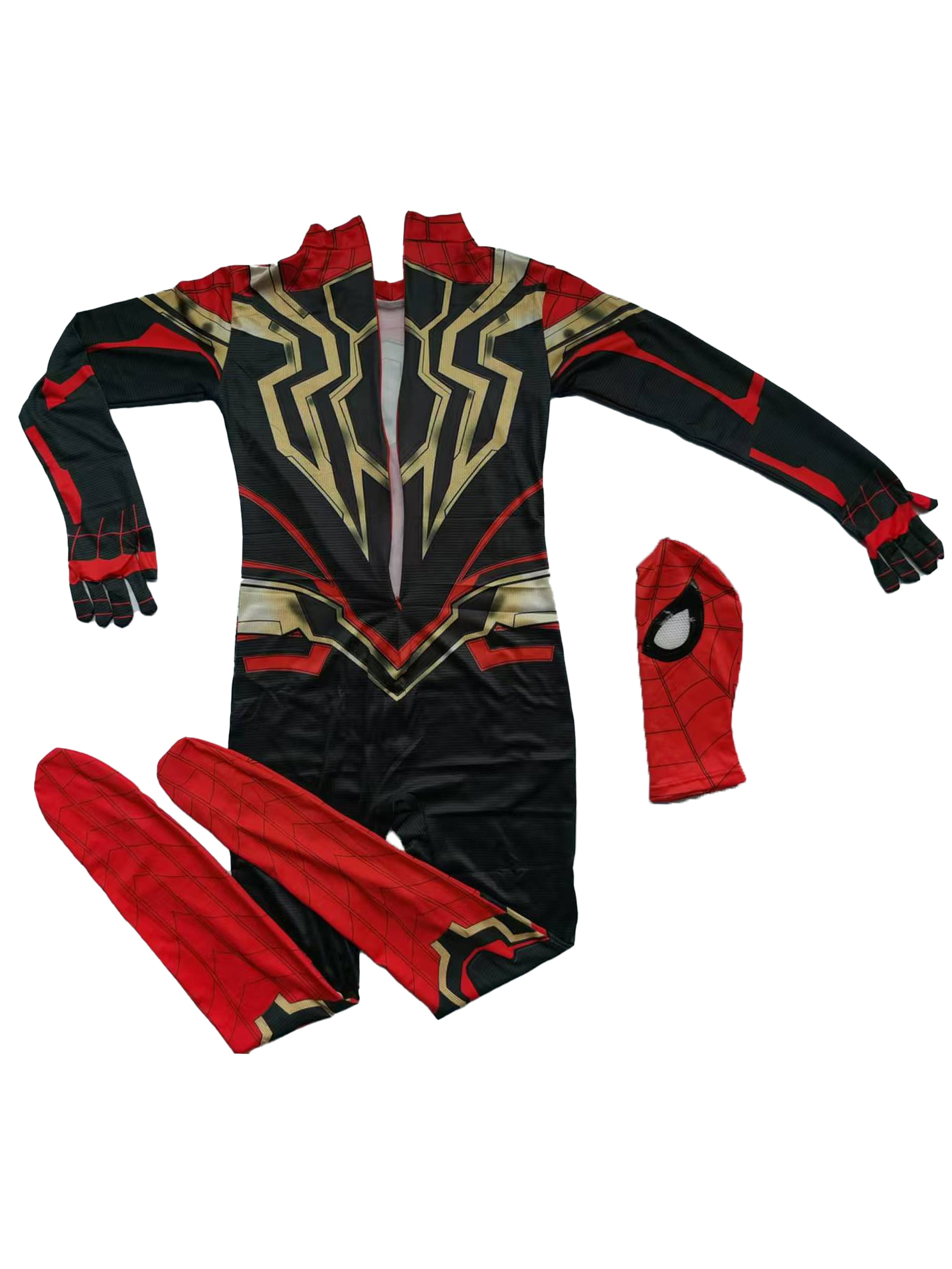 Spider-Boy Inspired Superhero Costume - Stretchy Geometric Web Pattern Bodysuit with Back Zipper, Perfect for Halloween &amp; Christmas Storytelling Parties