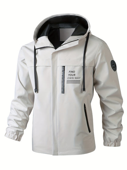 Men's Fashion Casual Waterproof Windbreaker Hooded Jacket, Outdoor Coat With Zip Pockets – Lightweight And Breathable