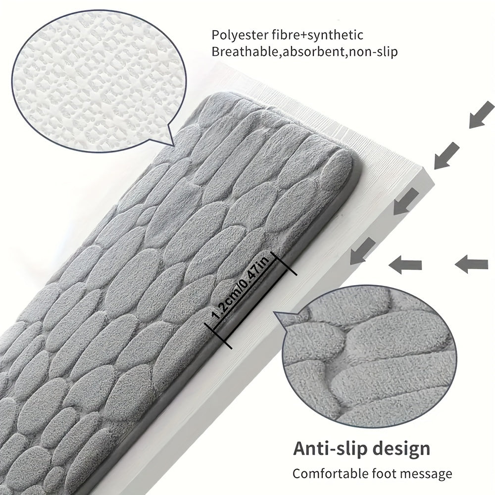 1pc Soft and Comfortable Memory Foam Bath Rug with Cobblestone Embossment - Rapid Water Absorbent and Washable - Non-Slip - Perfect for Shower Room and Bathroom Accessories, Bathroom decorations, kitchen Area Rugs, bedrooom,