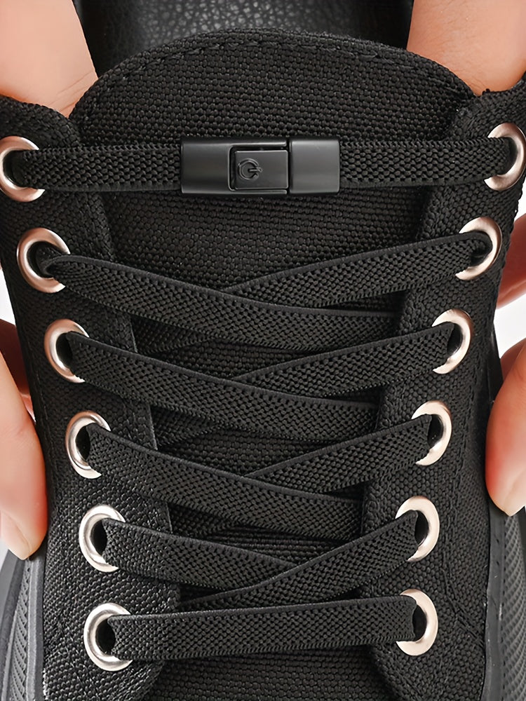 1 Pair Free-Tie Shoelaces Set, 2pcs Elastic Shoelaces & 2pcs Shoelaces Buckles For Sneakers Canvas Shoes