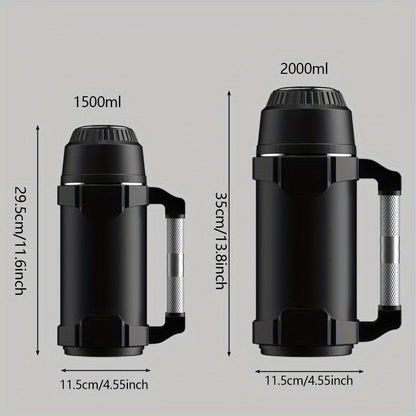 NRMEI Stainless Steel Travel Canteen – Large Capacity Portable Outdoor Vacuum Insulated Bottle with Tea Compartment, 60-Hour Heat Retention, 14+ Age Group Compatible, Dual 201 & 304 Stainless Steel Construction