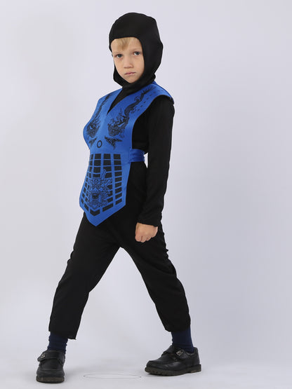 Polyester Ninja Outfit, Party-Style Ninja Uniform with Crew Neck, Non-Stretch Solid Color Fabric, All-Season Wear, Regular Fit, Woven - Suitable for Ages 3+ (BF0029)