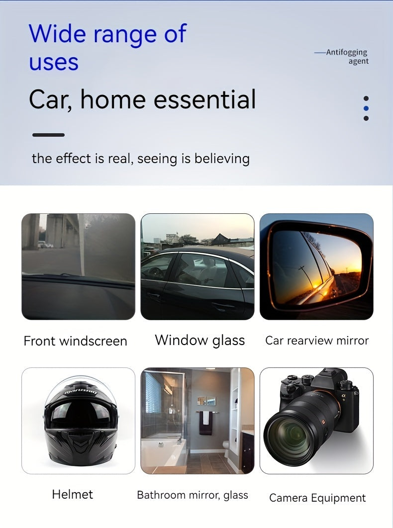 Long-Lasting Anti-Fog Spray For Car Glass And Helmets, Easy Windshield And Interior Window Defogger, Clear Visibility Anti-Fogging Spray For Mirrors, Glasses, And Reflective Surfaces