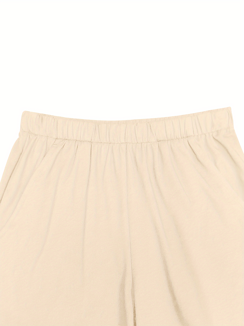 2pcs Women'S Plus Size Casual Outfit - Heart Print Short Sleeve T-Shirt & Pocketed Shorts, Stretchy Waistband, Crew Neck, Soft Fabric, Perfect for Spring/Summer