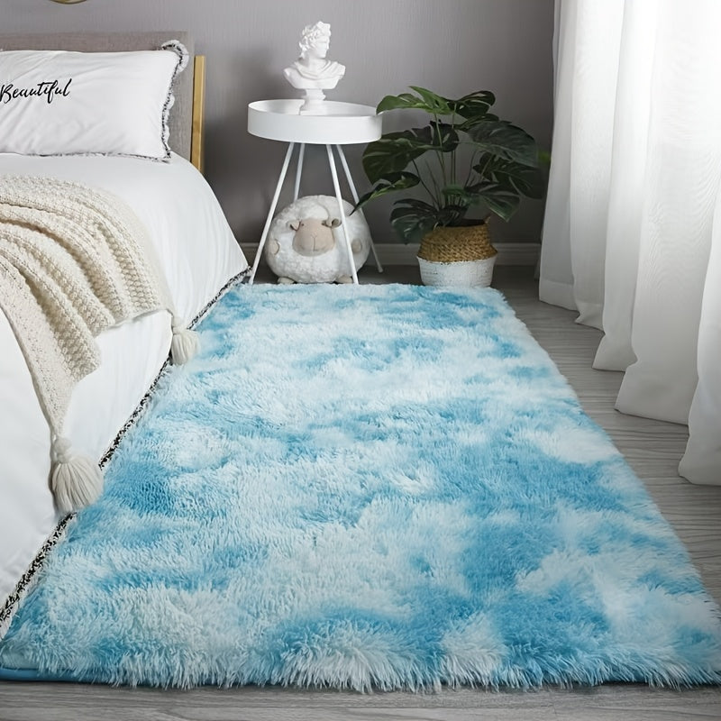 1pc Soft Fluffy Shaggy Area Rug, Geometric-Patterned Coral Fleece Carpet, Non-Slip Knit Fabric, Polyester, Rectangle Bath Rug, 450gsm, 4.5cm Thick, Machine Washable for Living Room and Bedroom