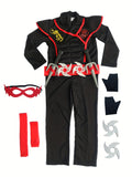Halloween Boys Kids Ninja Costume Cosplay Muscle Jumpsuit Children Fancy Birthday Party Gift Dress Up