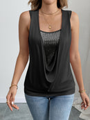Sequin Decor Ruched Tank Top, Casual Summer Sleeveless Top, Women's Clothing