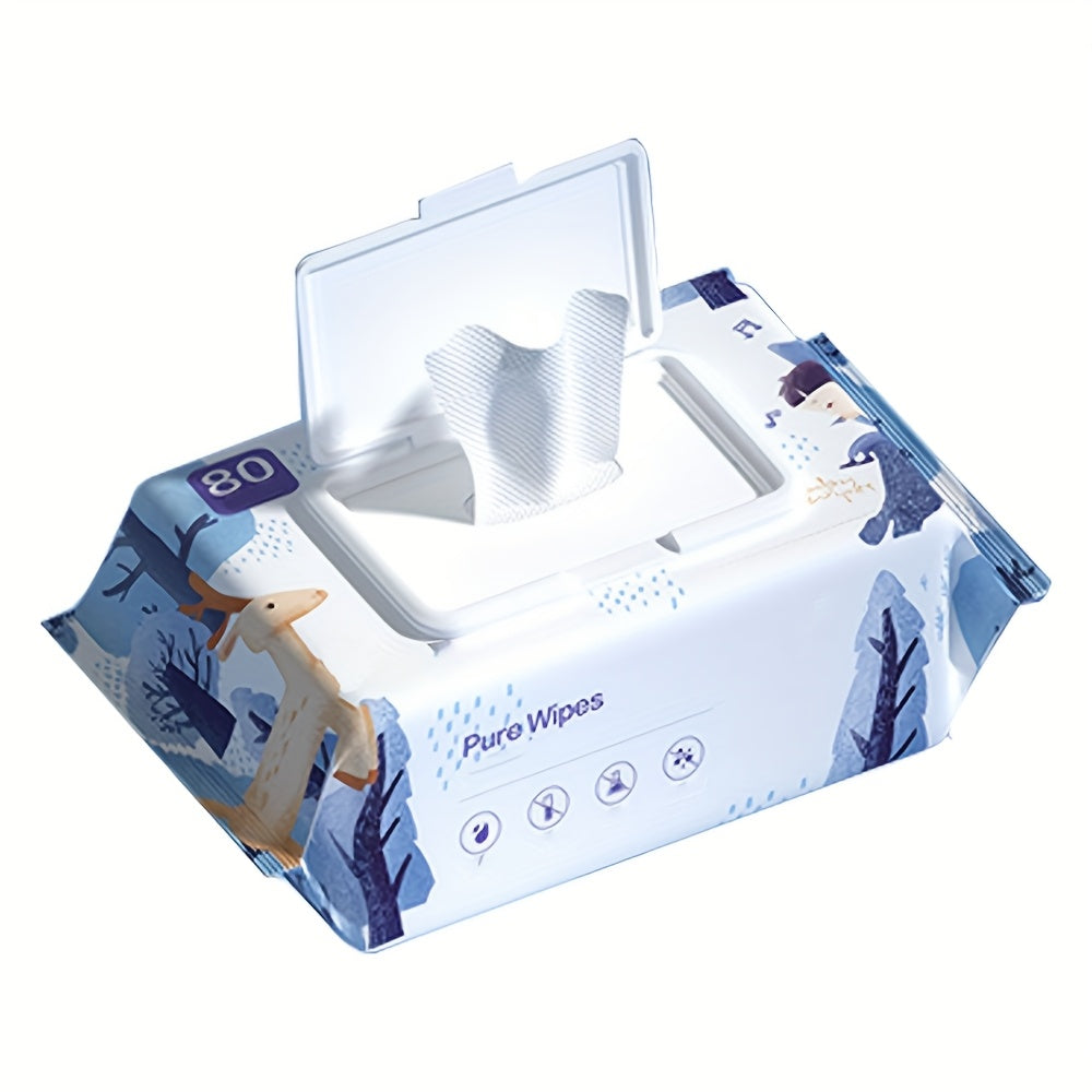 1pc 80pcs Sensitive Skin-Friendly Hand & Face Cleansing Wipes, Fragrance-Free, Moisturizing, Universal Sanitation Product, Non-Woven, Flushable Toilet Paper Substitute