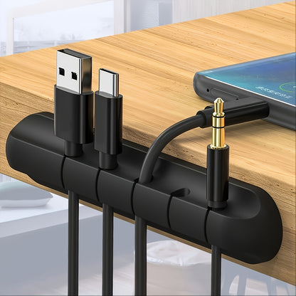 Silicone Cable Organizer Clips - Multi-Slot Desk Cord Management System for Office Supplies