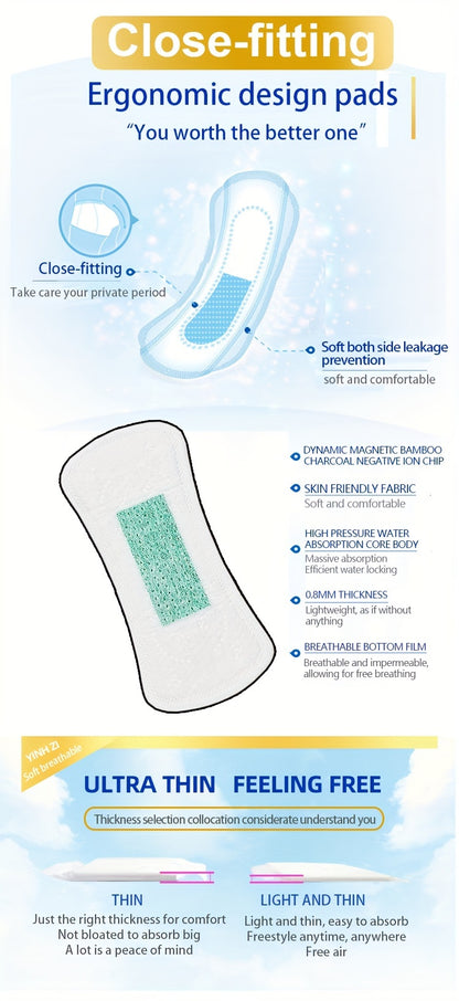 Compresas de iones negativos de carbón de bambú (20/40/50/100 unidades), compresas ultrafinas Wing, cómodas, suaves y sin fragancia. Compresas menstruales Wing, empaquetadas individualmente, cuidado personal femenino Hy