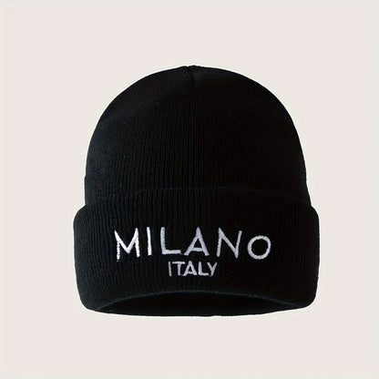 Milano Italy Embroidered Acrylic Skullies & Beanies for Women, 1 or 2-Pack - Elastic Lightweight Warm Knit Caps for Fall Winter Outdoor Activities