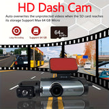 Ouyaaqii HD Dash Cam with 64GB High-Speed Memory Card, Fast Car Charger Bundle, 1080P Night Vision, Alloy Sun-Proof Case, Front & Interior Dual Lens - Upgraded Security Camera