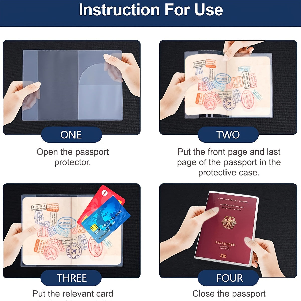 Frosted Clear Passport Cover, Transparent PVC Passport Holder, Creative Travel Certificate Document Organizer