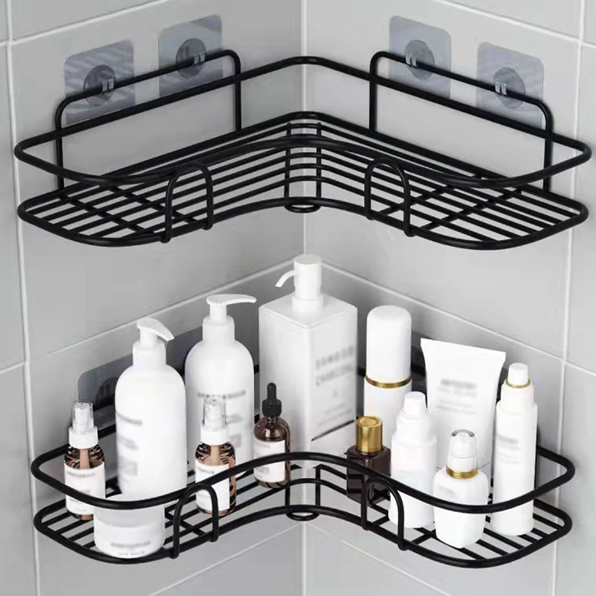 1pc Triangle Wall Mounted Shower Caddy Rack for Bathroom and Kitchen - Easy Installation, Convenient Storage, and Organization of Bathroom Accessories bathroom accessories Bath/Bathroom Accessories