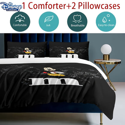 Disney Has Been Authorized Cartoon Character Bedding Set -3pcs Knitted Polyester Design, Lightweight 3D Printing, Duvet Cover And Pillowcase, Suitable for Gift Giving