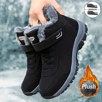 Women's Winter Snow Boots, Plush Lined Non-slip Warm High-top Sneakers, Casual Leisure Outdoor Hiking Shoes