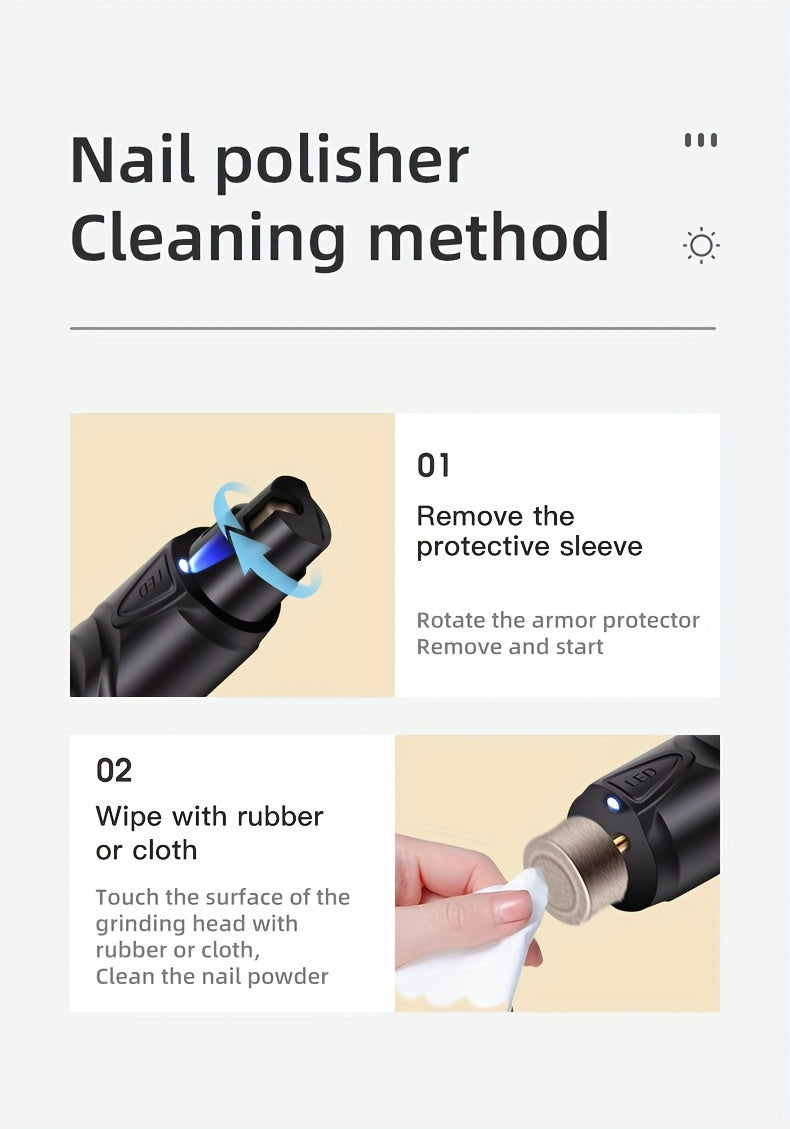 Rechargeable Pet Nail Grinder with LED Light - USB Powered, Lithium Battery, Ideal for Dogs & Cats