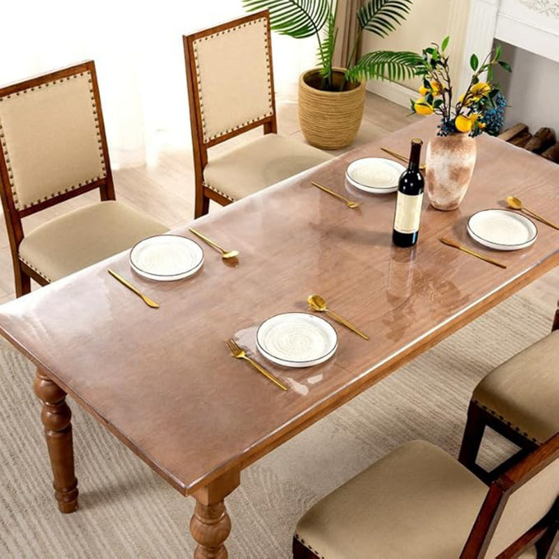 1pc Multi-Size Clear Table Protector Plastic Tablecloth Wipeable Water Resistant Vinyl Tablecloth PVC Screen Protector for Rectangle Dining Tables Mat Desk Pad Wooden Furniture Protector