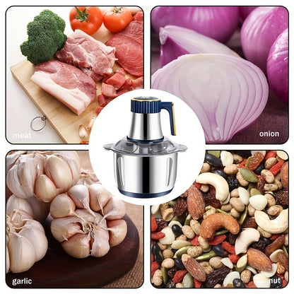 5L Stainless Steel Food Processor with 6-Blade System - Fast Meat Mincer & Vegetable Chopper, 5 Speeds, Ideal for Onions, Garlic, Salads & Youngsters Food - Kitchen Essential
