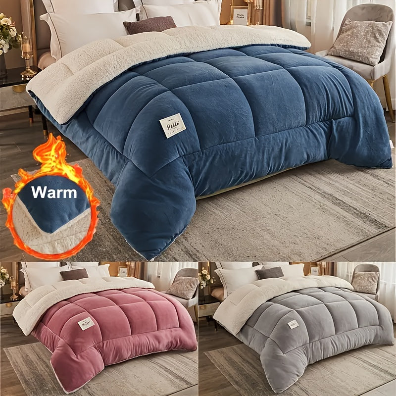 Reversible Plaid Comforter - Contemporary All-Season Quilted Duvet Insert with Box Stitch, Ultra Soft Milk Velvet Fabric, Medium Weight Polyester Fill, Machine Washable, Multipurpose - Available in 9 Sizes, Christmas Present