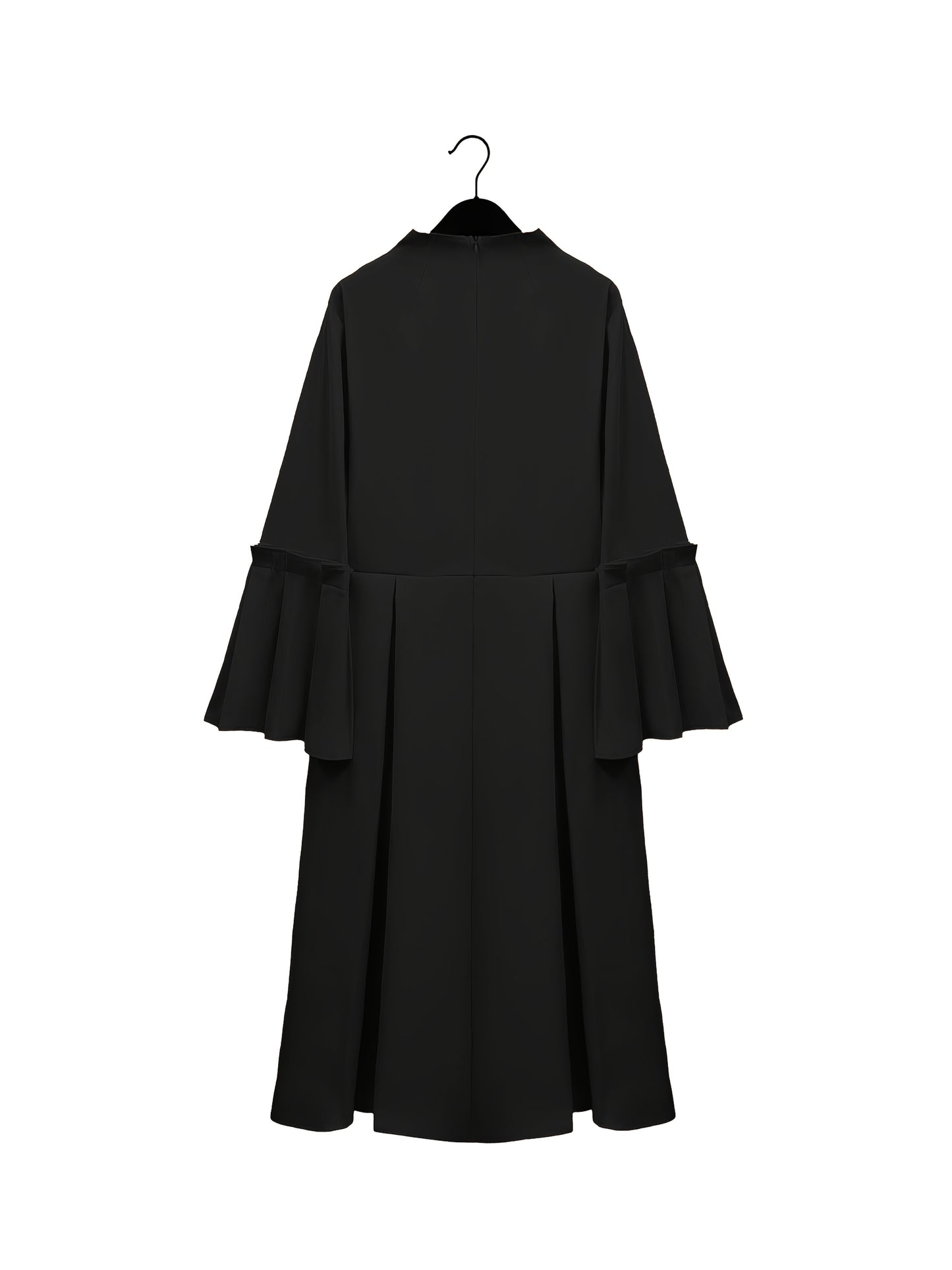 Plus Size Solid Color Dress, Elegant Flare Sleeve V Neck Dress For Spring & Fall, Women's Plus Size Clothing