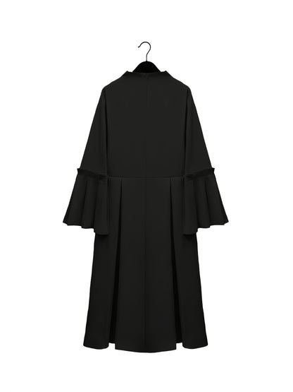 Plus Size Solid Color Dress, Elegant Flare Sleeve V Neck Dress For Spring & Fall, Women's Plus Size Clothing