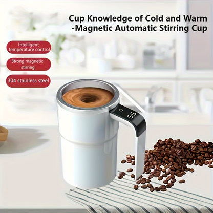 [Top-Rated] USB Rechargeable Electric Coffee Mug with Automatic Stirring - 304 Stainless Steel, Intelligent Temperature Control, Anti-Settling Design