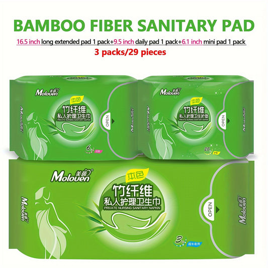 Protectores diarios de fibra de bambú Moloven para mujer, sin perfume, de uso diario, con alas, ultrafinos, de alta absorción, de tela no tejida, suaves y cómodos, paquete múltiple - 29/36 unidades