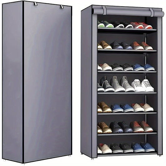 Freestanding Metal Shoe Rack Organizer with Dustproof Cover | 6-10 Tier Vertical Storage | Easy-to-Assemble | Shoe Organizer for Entryway, Bedroom, Living Room | Home & Dorm Organization System | Lightweight Under 13.61 KG |