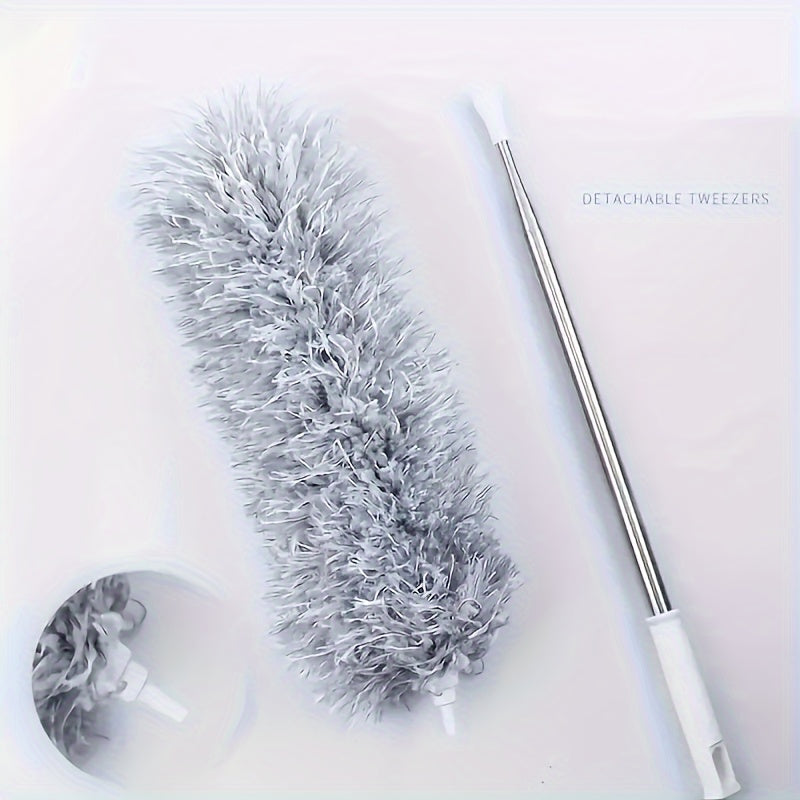 Extra-Long Retractable Duster with Bendable Head - Reusable & Washable for High Ceilings, Furniture & Car Cleaning