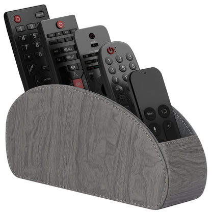 Soporte para control remoto con 5 compartimentos: caja de cuero sintético para almacenamiento en escritorio, ideal para TV, DVD, Blu-ray, reproductor multimedia y controladores de calefacción. Organizador de escritorio y cajones para el hogar.