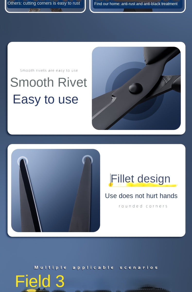 Stainless Steel Precision Scissors - Non-Stick, Sharp Edge for Office, Crafts & Paper Cutting