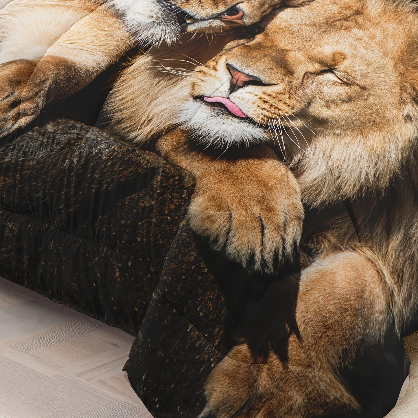 Lion Duvet Cover Set - 2/3 Piece Polyester Comforter with Stain Resistant Feature, Machine Washable, Digital Print, Woven Fabric, Includes 1 Comforter and 1/2 Pillowcases (No Insert)