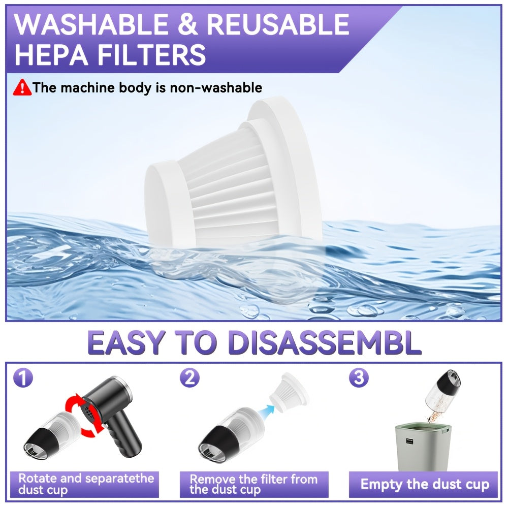 Handheld Cordless Vacuum Cleaner Car Vacuum Portable Wireless, 4-in-1 Vacuum/Blow/Charge/Pump, Vacuum Compressed Air Dust Removal, Wind Dry Hair Dryer Electric Dust Remover, Simple Operation, Cleaning Without Residue