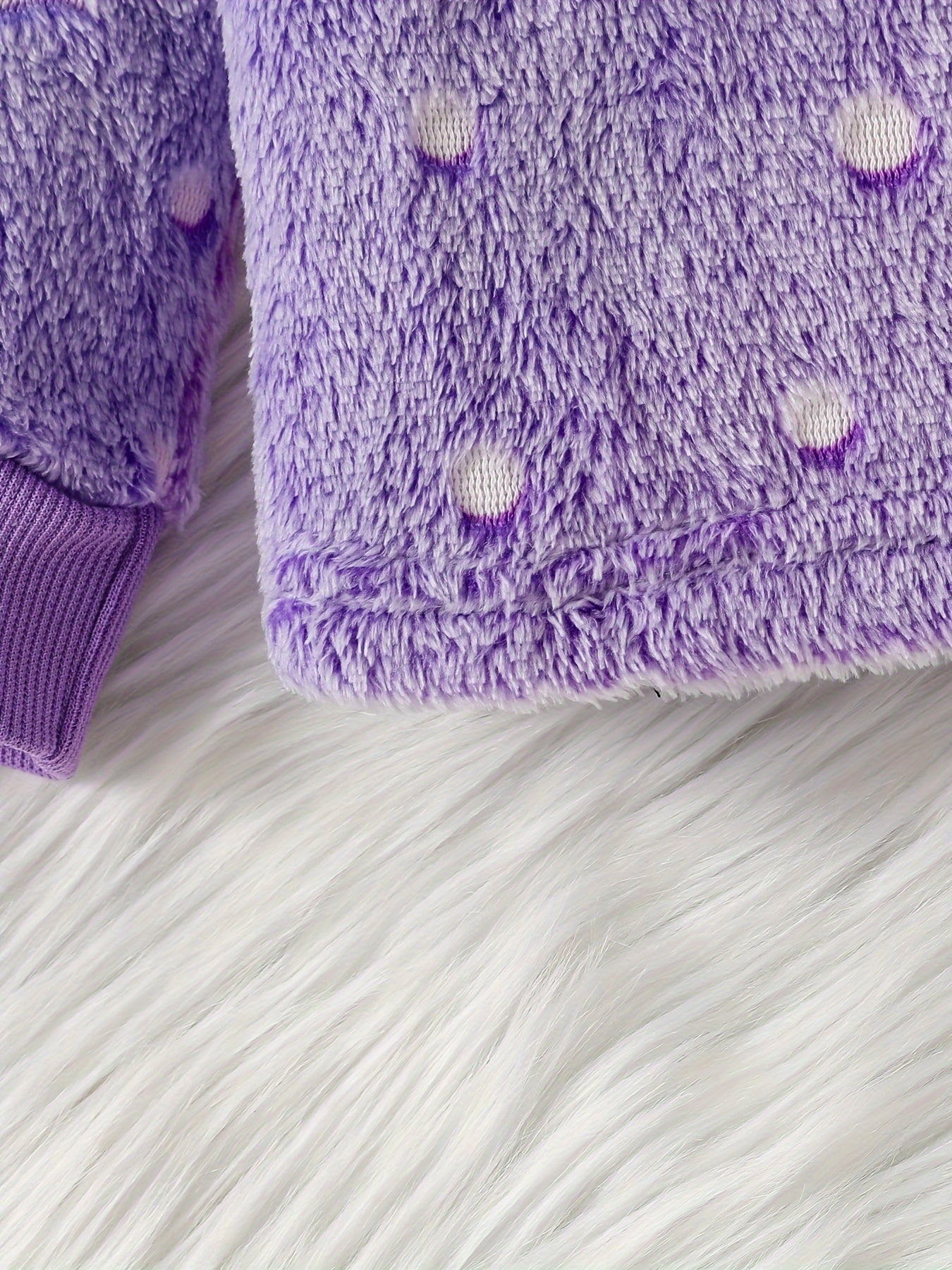 Girls' Autumn and Winter Cute Purple Unicorn Plush Long Sleeve and Pants Suit, Perfect for Outdoor