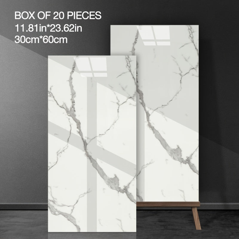 Thick Imitation Marble Tile Foam Wall Sticker, Self-Adhesive Waterproof Wallpaper, Peel and Stick, Easy to Clean and Cut, Suitable for Renovation and Decoration of Bathrooms, Living Rooms, Kitchens, Bedrooms and Offices